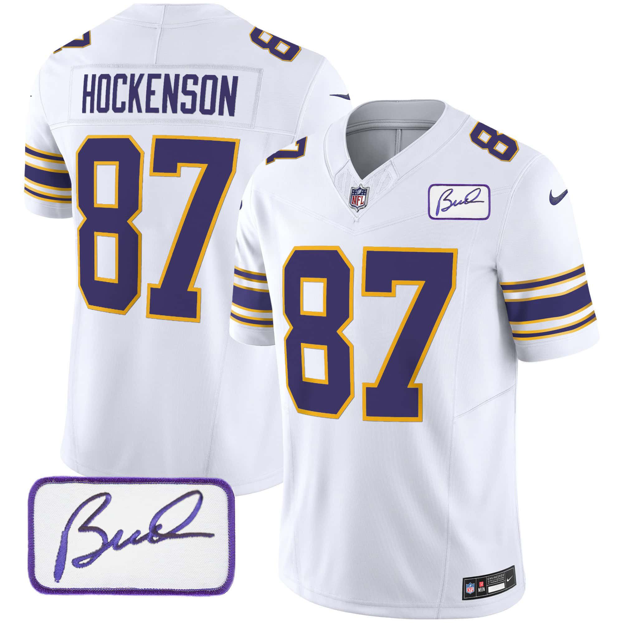Men Minnesota Vikings #87 Hockenson White 2024 Nike Bud Grant Patch Classic Limited NFL Jersey->indianapolis colts->NFL Jersey